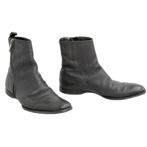 ゼニア ZEGNA レザー ショートブーツ メンズ 茶 ブラウン size5 1/2 
