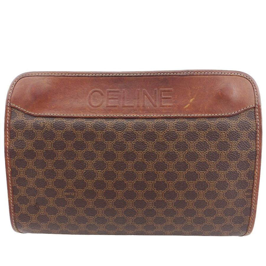 【バレンタインSALE★30％OFF】セリーヌ CELINE クラッチバッグ マカダム ブラウン×ベージュ レディース 中古 | CELINE
