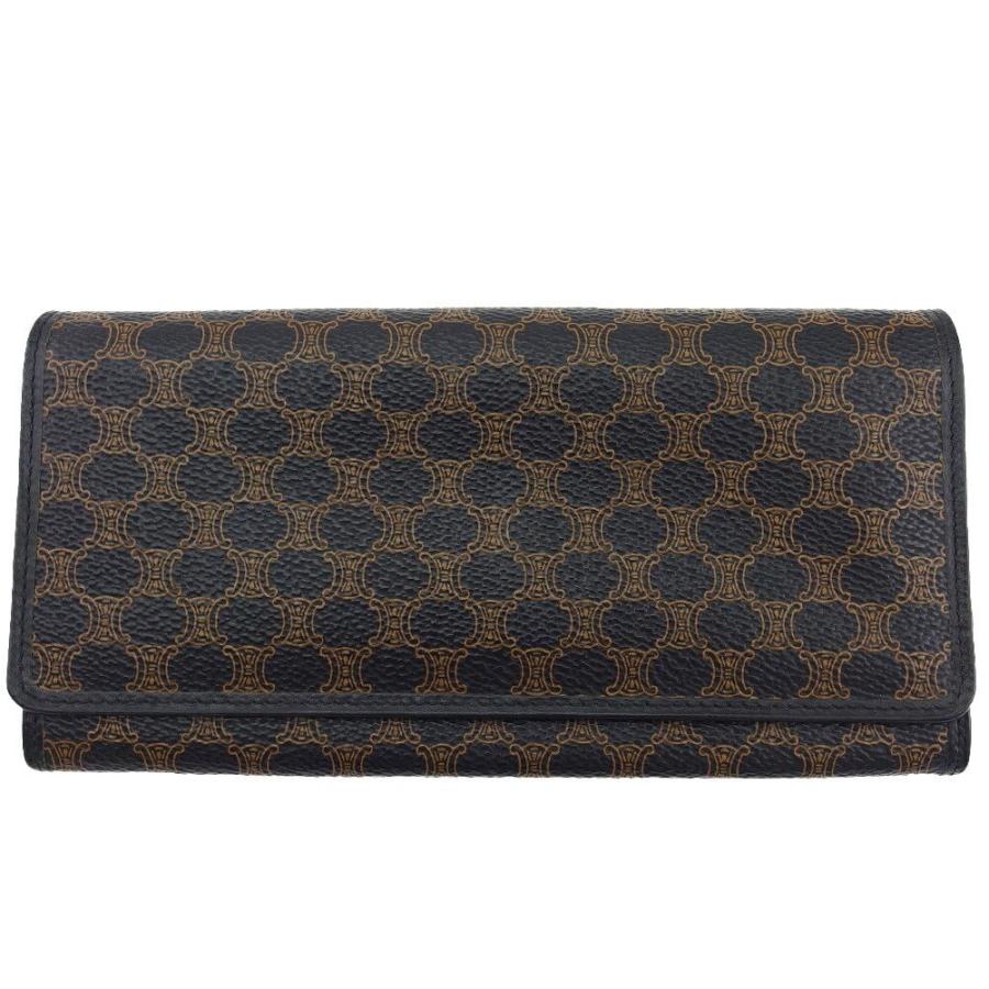 【バレンタインSALE★30％OFF】セリーヌ CELINE 長財布 マカダム ブラック×ベージュ レディース 中古 | CELINE