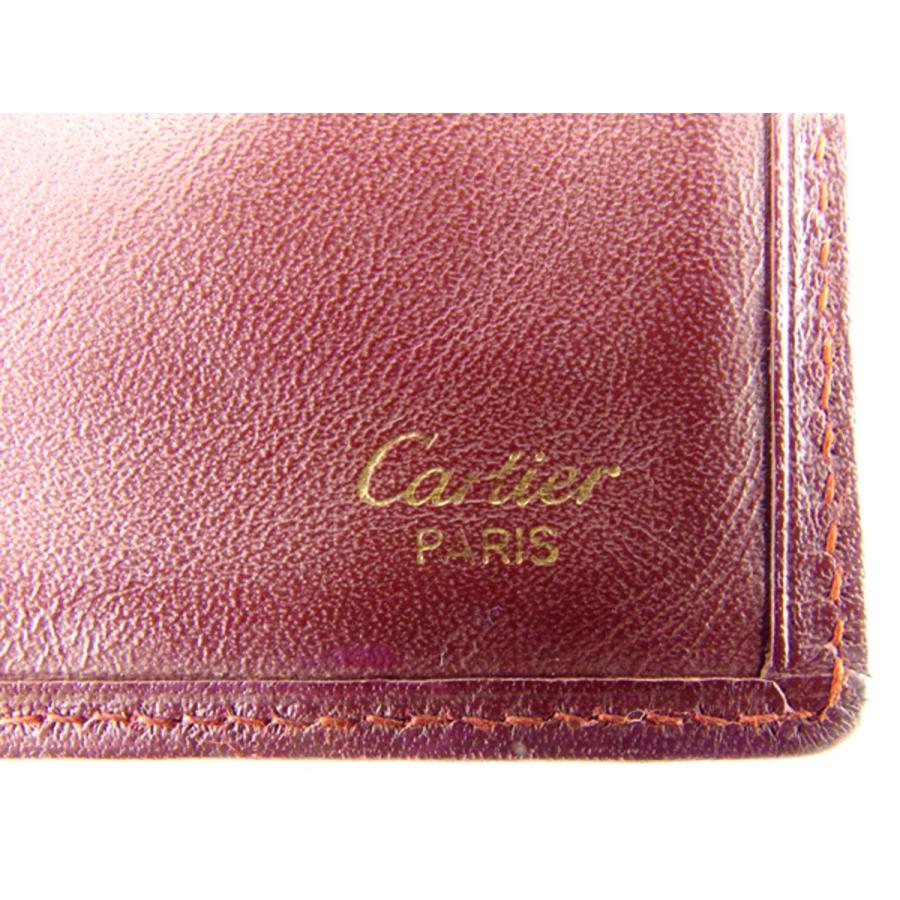 【GWタイムSALE★30％OFF】カルティエ 長札入れ 札入れ レディース マストライン ボルドー ゴールド 中古_8