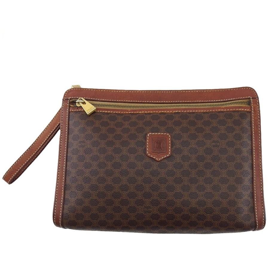 【バレンタインSALE★30％OFF】セリーヌ CELINE クラッチバッグ マカダム ダークブラウン×ベージュ レディース 中古 | CELINE