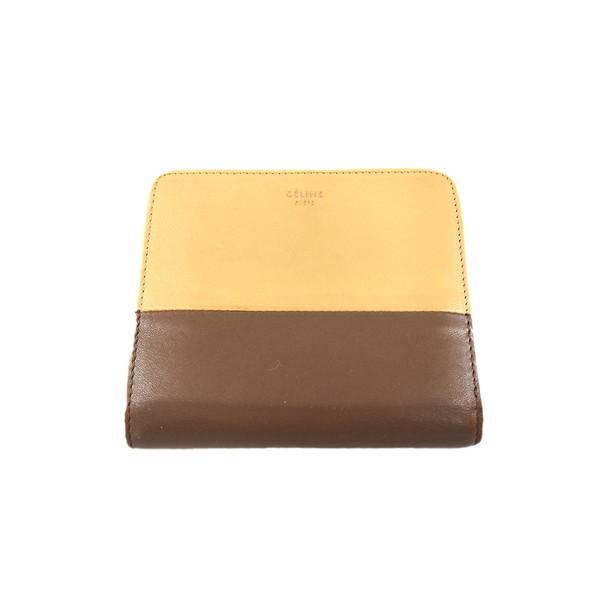 【バレンタインSALE★30％OFF】セリーヌ CELINE 二つ折り財布 バイカラー イエロー ブラウン レディース 中古 | CELINE