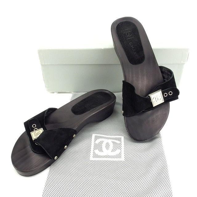 西日本産 セール☆CHANEL シャネル サンダル ブラック ココマーク
