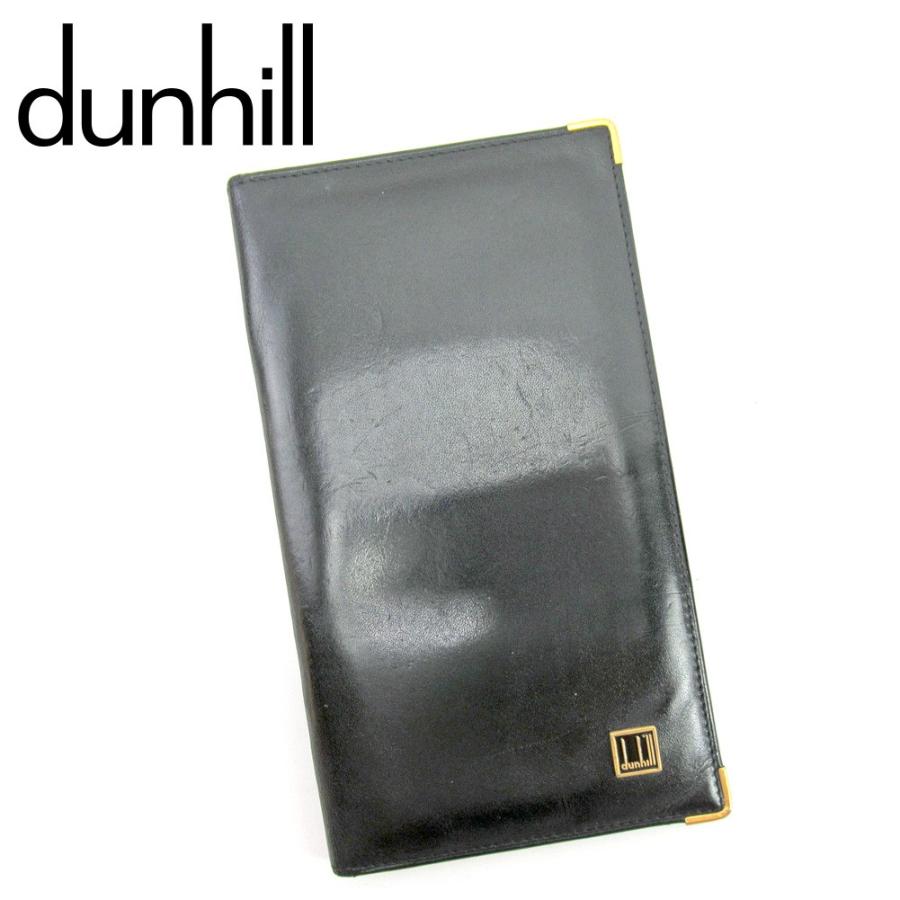【週末タイムSALE★30％OFF】ダンヒル 長札入れ 長財布 レディース ブラック 中古