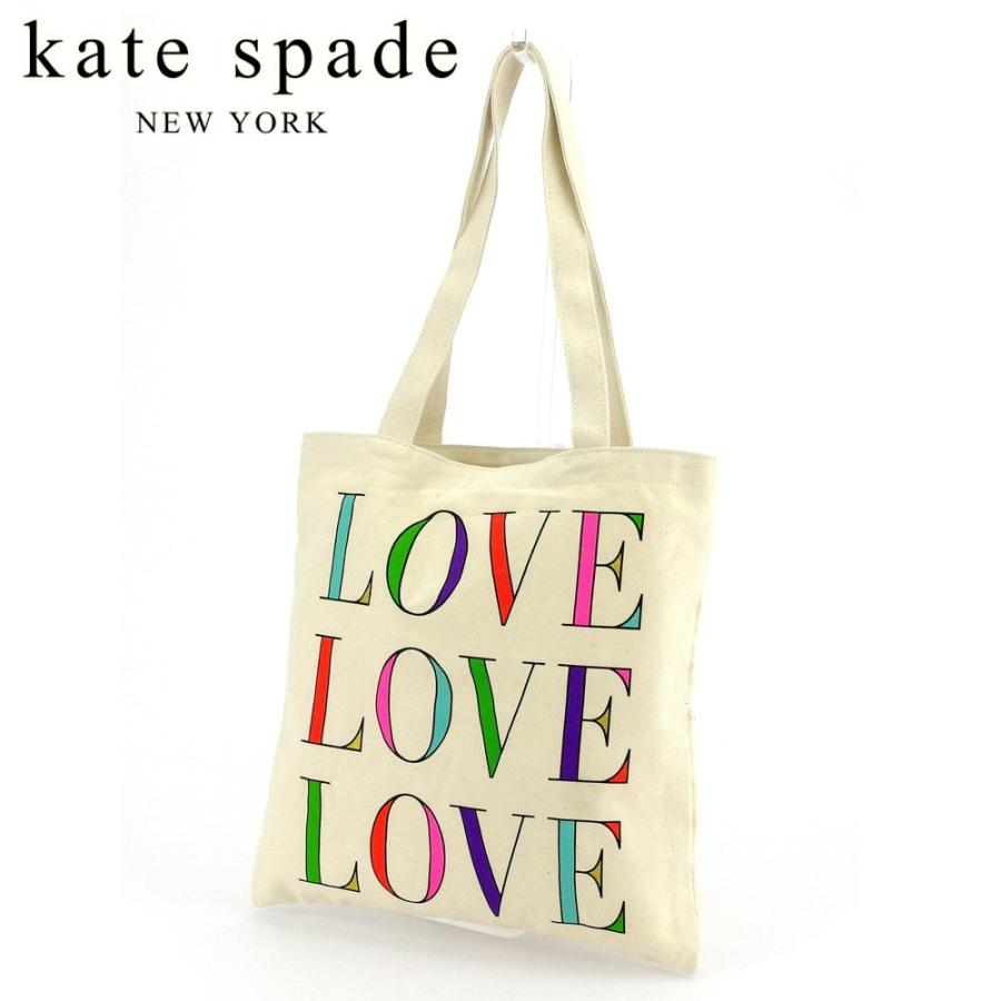 【週末タイムSALE★30％OFF】ケイト スペード トートバッグ トート エコ ショルダーバッグ 174961 LOVEプリント kate spade 中古