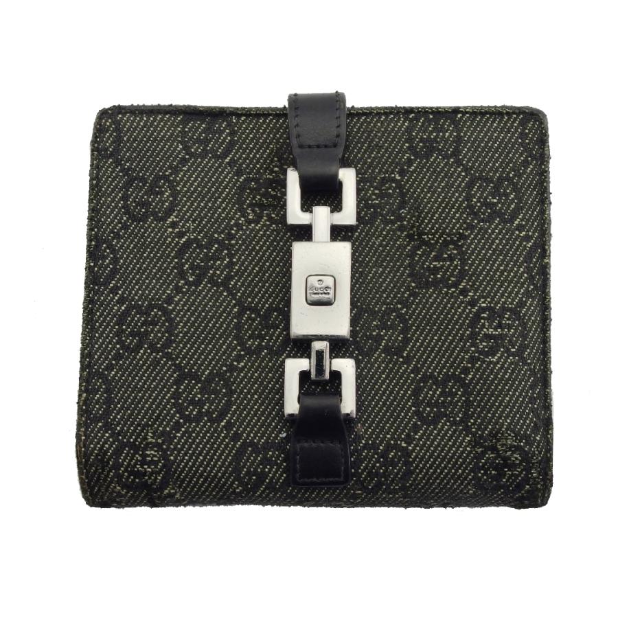 GUCCI【グッチ】GGキャンバス ジャッキー 二つ折り財布 ブラック GUCCI グッチ ジャッキー GG キャンバス レザー 二つ折り 長財布