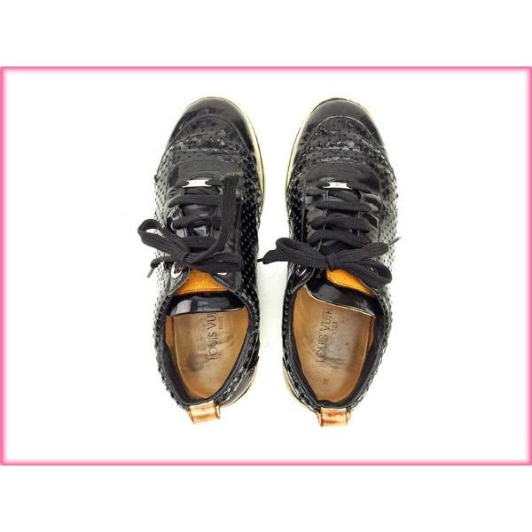 ルイヴィトン スニーカー ＃37 レディース ブラック 中古 : e778 