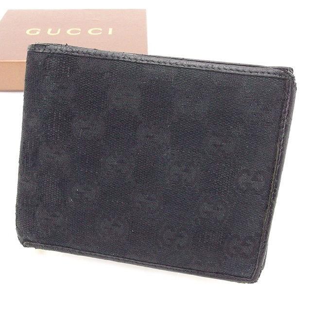 GUCCI（グッチ） 二つ折り財布 財布 レディース GG柄 ブラック 中古