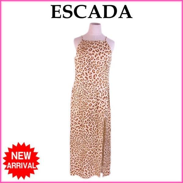 最適な材料 5 オフ エスカーダ ワンピース ドレス ロング丈 38サイズ ロングスリット入り レオパード柄 Escada 中古 即納 全国送料無料 Toscelikspecialsteel Com