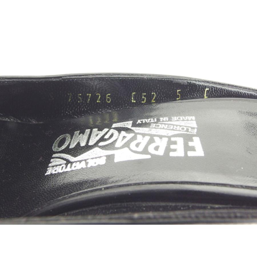 【週末タイムSALE★30％OFF】サルヴァトーレ フェラガモ パンプス シューズ 靴 レディース ♯5C ミュール ガンチーニ ブラック シルバー 中古
