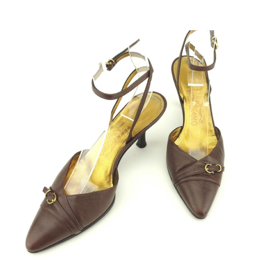 希少 サルヴァトーレ フェラガモ パンプス シューズ 靴 5ハーフc ポインテッドトゥ ガンチーニ Salvatore Ferragamo 中古 期間限定価格