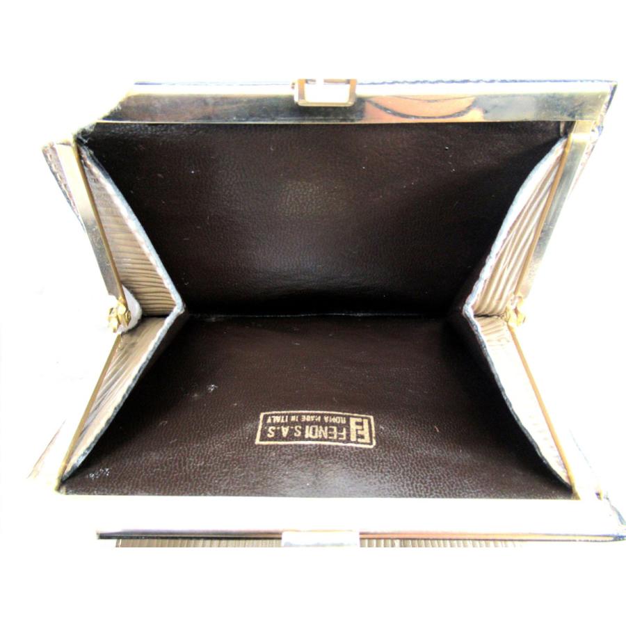【GWタイムSALE★30％OFF】フェンディ がま口 財布 二つ折り 財布 レディース ズッキーノ ベージュ 中古_6