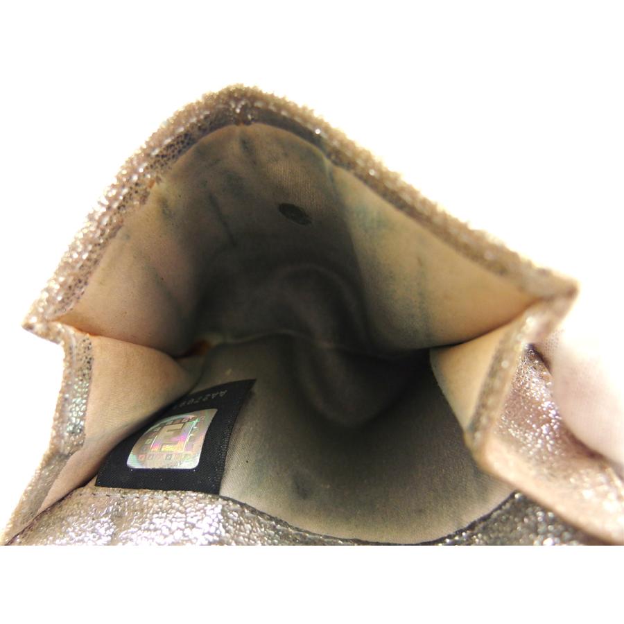 【GWタイムSALE★30％OFF】フェンディ Wホック 財布 二つ折り ミニ財布 レディース グリッター ズッキーノ ベージュ シルバー ピンク ゴールド 中古_5