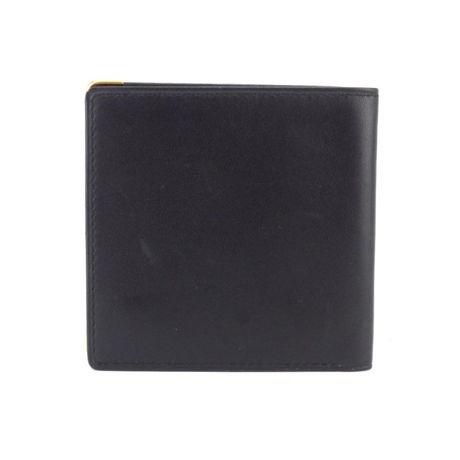 【GWタイムSALE★30％OFF】ダンヒル 二つ折り 札入れ メンズ ロゴプレート ブラック ゴールド 中古_1
