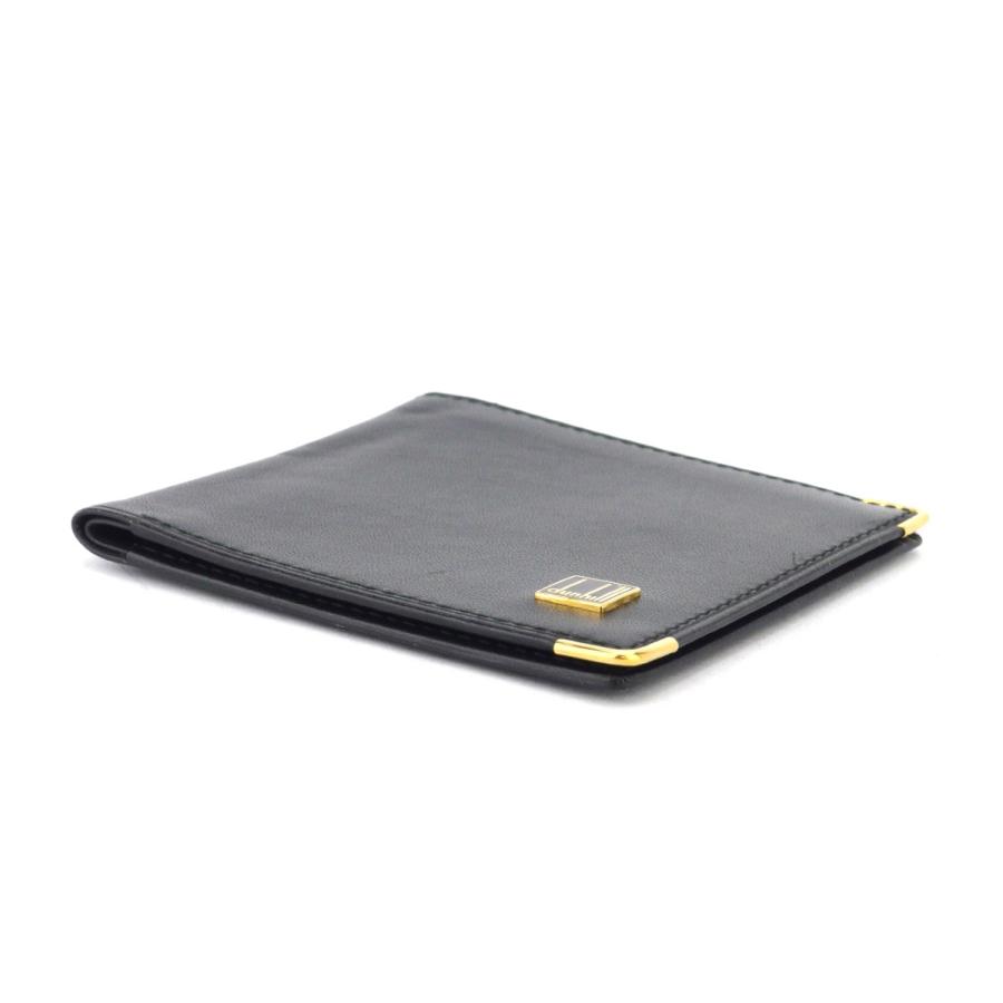 【GWタイムSALE★30％OFF】ダンヒル 二つ折り 札入れ メンズ ロゴプレート ブラック ゴールド 中古_3