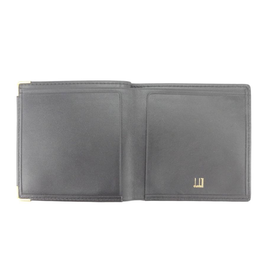 【GWタイムSALE★30％OFF】ダンヒル 二つ折り 札入れ メンズ ロゴプレート ブラック ゴールド 中古_4