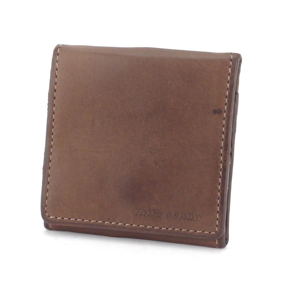 【週末タイムSALE★30％OFF】ミラ ショーン コインケース 小銭入れ レディース メンズ スクエアフォルム ロゴ ブラウン 中古
