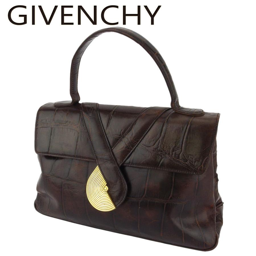 【X'masセール★30%OFF】ジバンシィ GIVENCHY ハンドバッグクロコ調 オールドジバンシィ ブラウン ゴールド レディース 中古 GIVENCHY（ジバンシィ） 【初売りSALE☆30%OFF】ジバンシィ