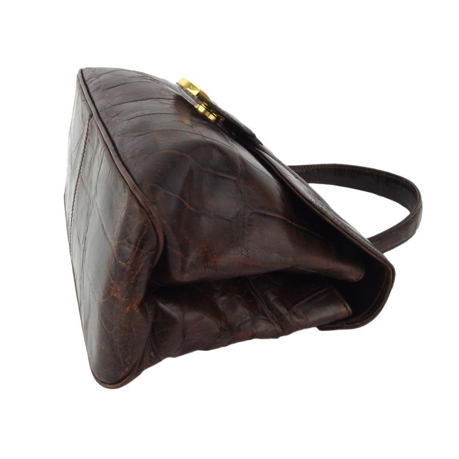【X'masセール★30%OFF】ジバンシィ GIVENCHY ハンドバッグクロコ調 オールドジバンシィ ブラウン ゴールド レディース 中古 GIVENCHY（ジバンシィ） 【初売りSALE☆30%OFF】ジバンシィ