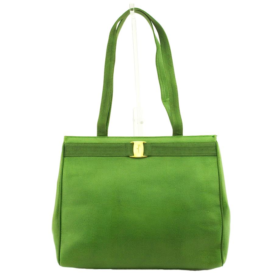 【BIGお買い物ラリー★30%OFFセール中】サルヴァトーレフェラガモ Salvatore Ferragamo トートバッグヴァラ リザード調 ブラック ネイビー ゴールド レディース 中古 年末ラストセール☆30%OFF】サルヴァトーレ フェラガモ トートバッグ
