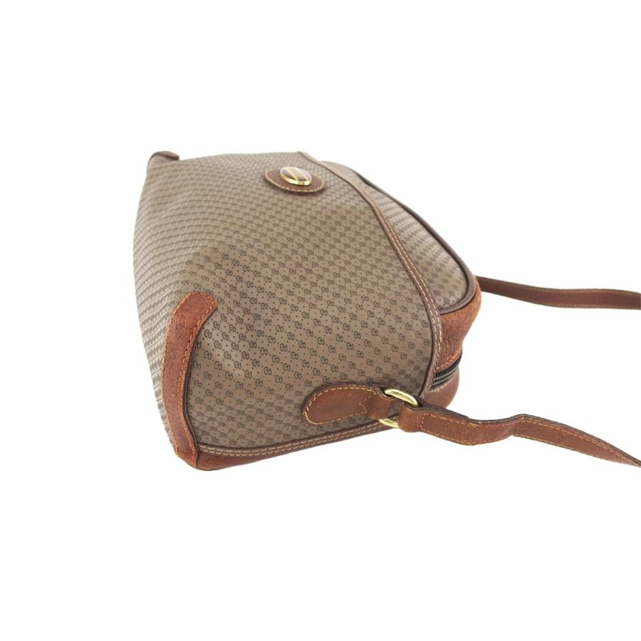 グッチショルダーバッグGGキャンバスレザーロゴプレート斜めがけ茶