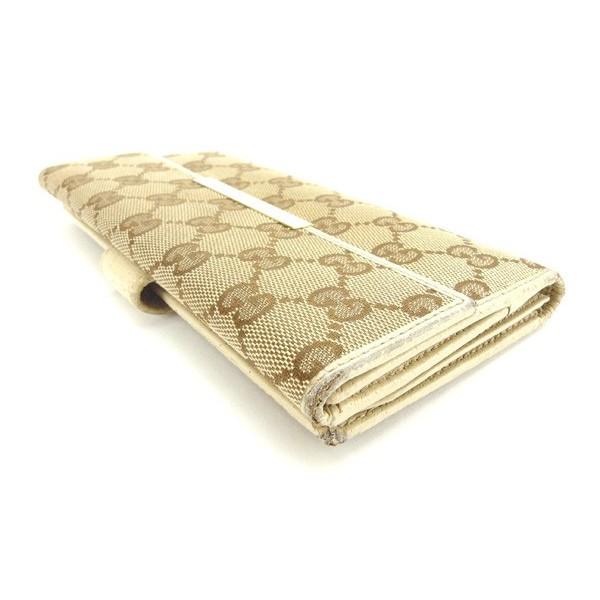 GUCCI グッチ Wホック 長財布 GGキャンバス Gマーク ベージュ 中古 GUCCI グッチ 長財布 Wホック レディース GGキャンバス オフ