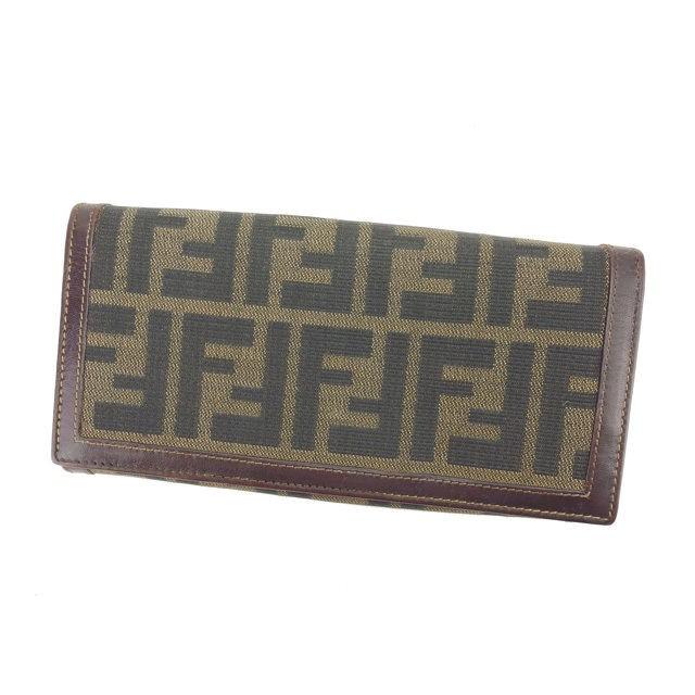 FENDI（フェンディ） 長財布 ファスナー レディース ズッカ カーキ