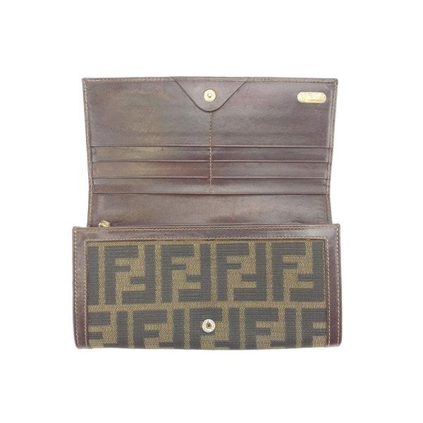 FENDI（フェンディ） 長財布 ファスナー レディース ズッカ カーキ