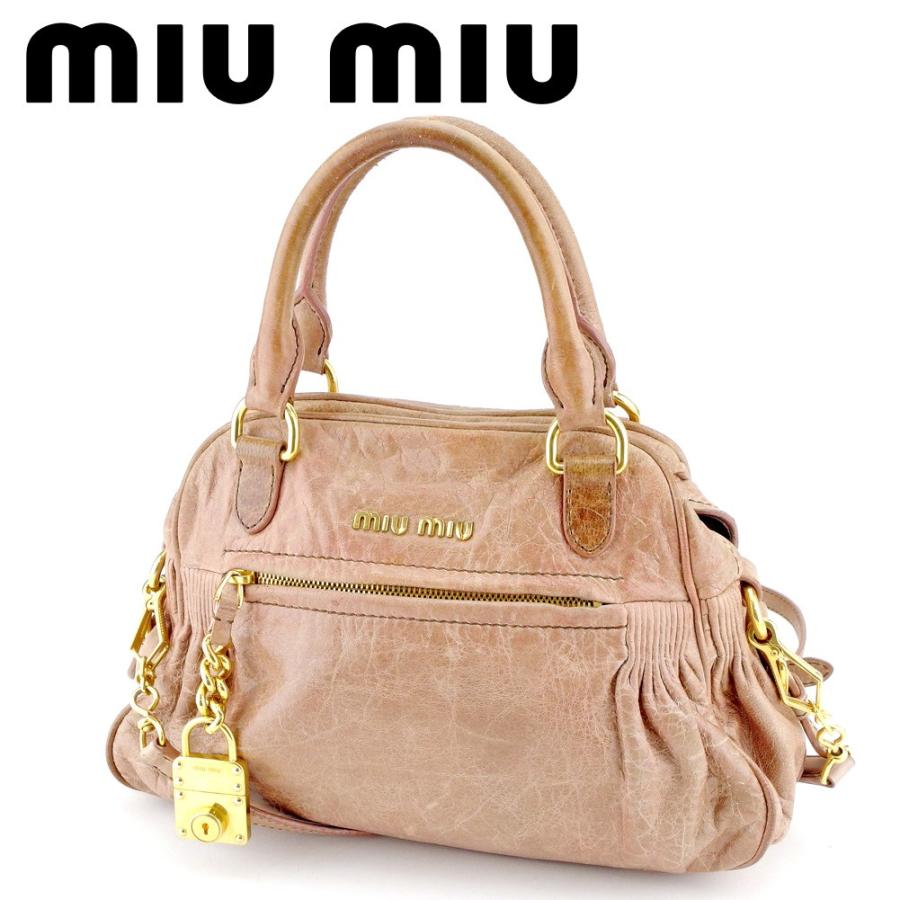 【GWタイムSALE★30％OFF】ミュウミュウ ２WAY ショルダーバッグ 斜めがけショルダー レディース ピンク 中古
