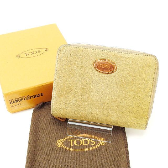 TOD'S ベージュ 二つ折り財布 TOD'S（トッズ） 【週末タイムSALE☆30％OFF】トッズ 二つ折り財布