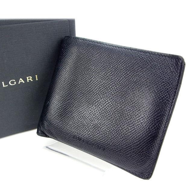 ブルガリ 二つ折り財布 レディース ブラック 中古 ブルガリ BVLGARI 二
