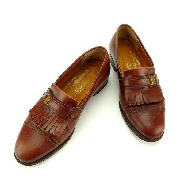 サルヴァトーレ フェラガモ ローファー 3E シューズ ブラウン×ゴールド