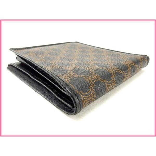 セリーヌ 二つ折り財布 レディース ブラック×ブラウン 中古