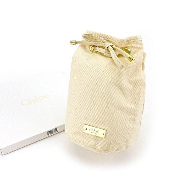 【週末タイムセール★30％OFF】クロエ ポーチ 巾着 化粧ポーチ コスメポーチ レディース アイボリー 中古