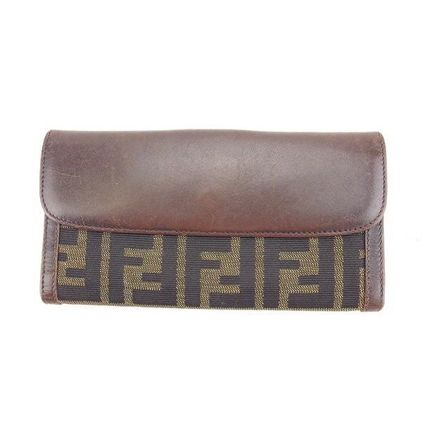 FENDI フェンディ 長財布 Wホック レディース ズッカ ブラウン FENDI フェンディ 長財布 Wホック レディース ズッカ ブラウン