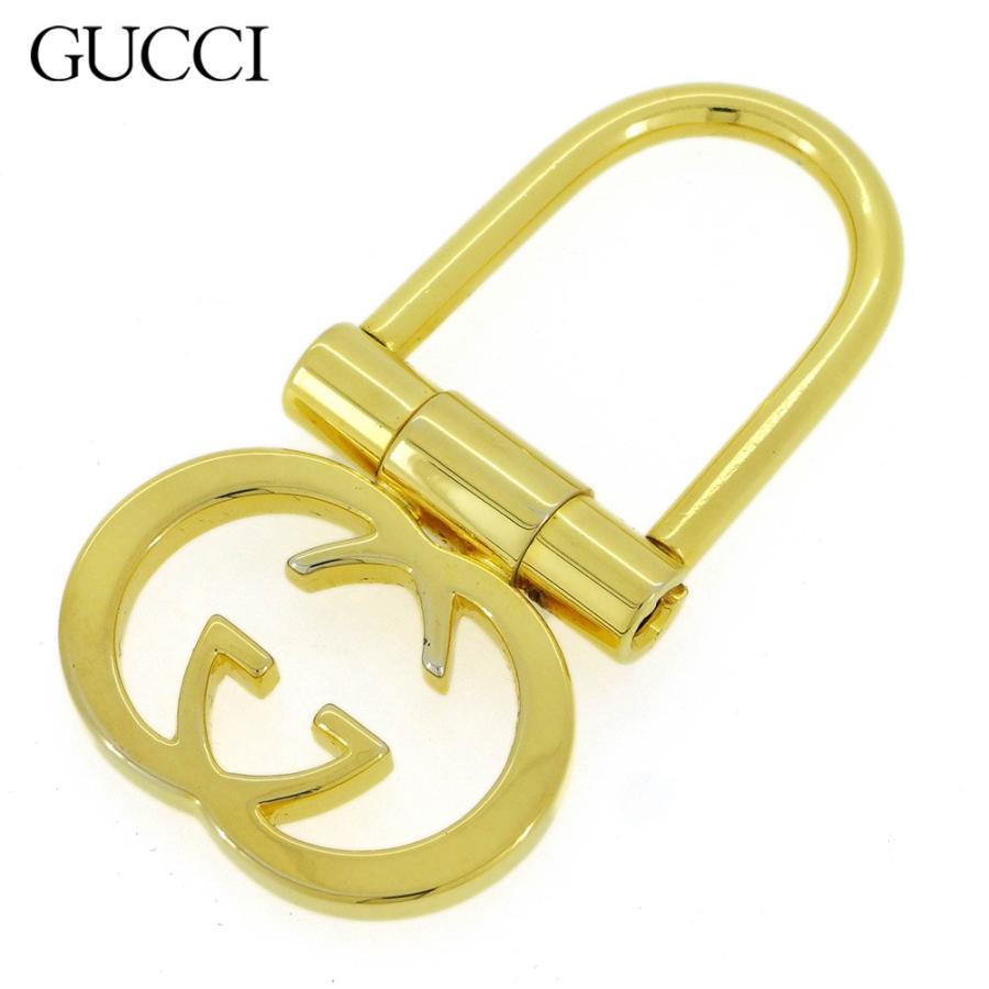 【週末タイムSALE★30％OFF】グッチ キーホルダー キーリング レディース メンズ インターロッキングG ダブルG ゴールド 中古