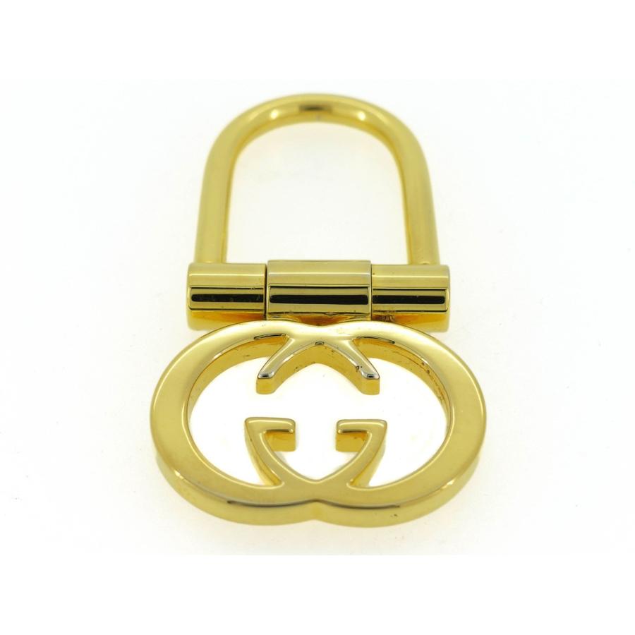 【週末タイムSALE★30％OFF】グッチ キーホルダー キーリング レディース メンズ インターロッキングG ダブルG ゴールド 中古