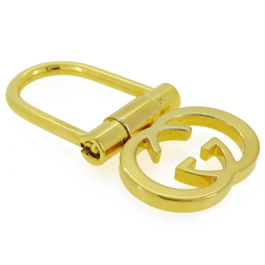 【週末タイムSALE★30％OFF】グッチ キーホルダー キーリング レディース メンズ インターロッキングG ダブルG ゴールド 中古