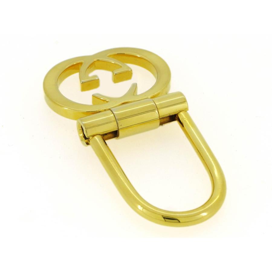 【週末タイムSALE★30％OFF】グッチ キーホルダー キーリング レディース メンズ インターロッキングG ダブルG ゴールド 中古