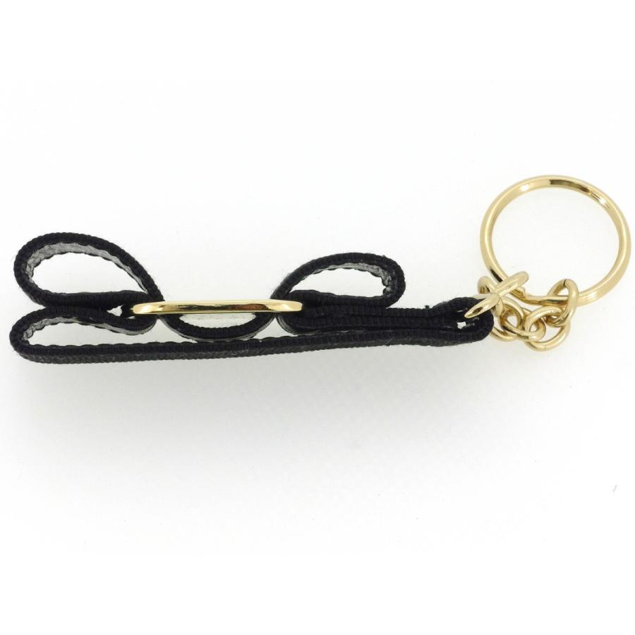 【週末タイムSALE★30％OFF】サルヴァトーレ フェラガモ キーホルダー キーリング レディース ヴァラリボン ブラック ゴールド 中古_4