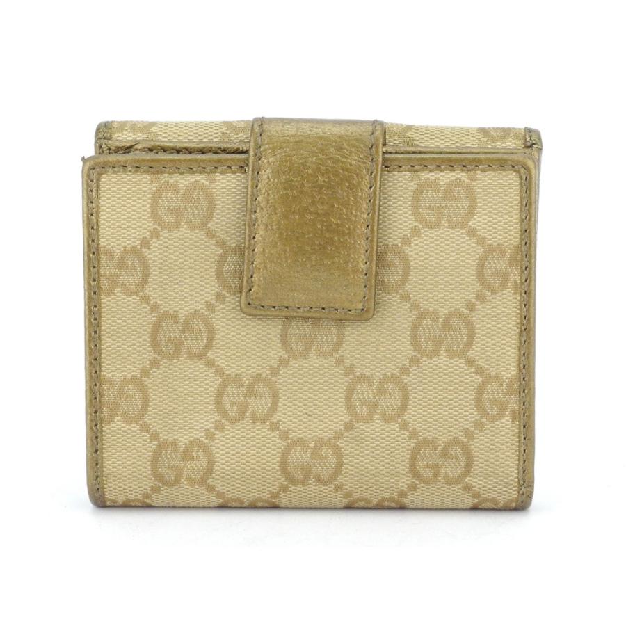 【GWタイムSALE★30％OFF】グッチ Wホック財布 二つ折り 財布 レディース GG柄 ベージュ ゴールド 中古_1
