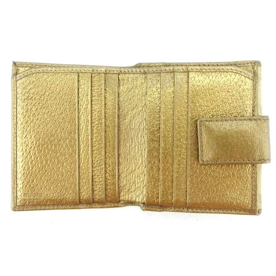 【GWタイムSALE★30％OFF】グッチ Wホック財布 二つ折り 財布 レディース GG柄 ベージュ ゴールド 中古_4