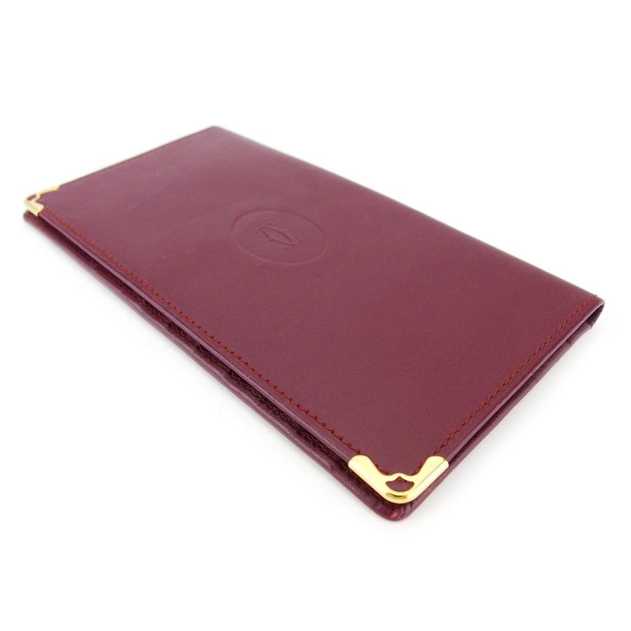 【GWタイムSALE★30％OFF】カルティエ 長札入れ 札入れ レディース メンズ マストライン ボルドー ゴールド 中古_2