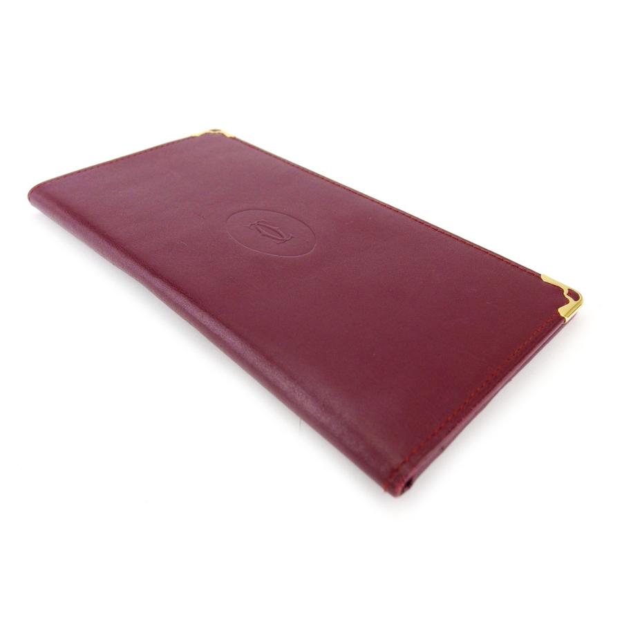 【GWタイムSALE★30％OFF】カルティエ 長札入れ 札入れ レディース メンズ マストライン ボルドー ゴールド 中古_3