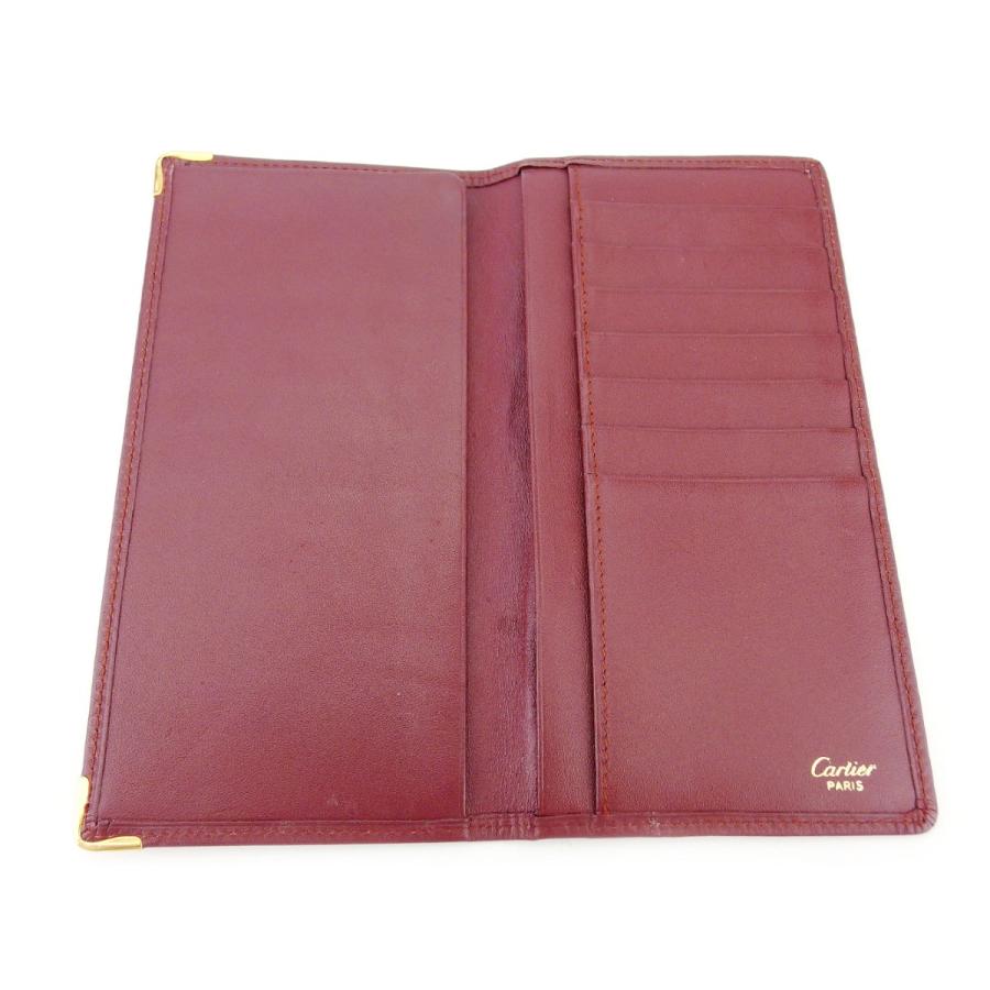 【GWタイムSALE★30％OFF】カルティエ 長札入れ 札入れ レディース メンズ マストライン ボルドー ゴールド 中古_4