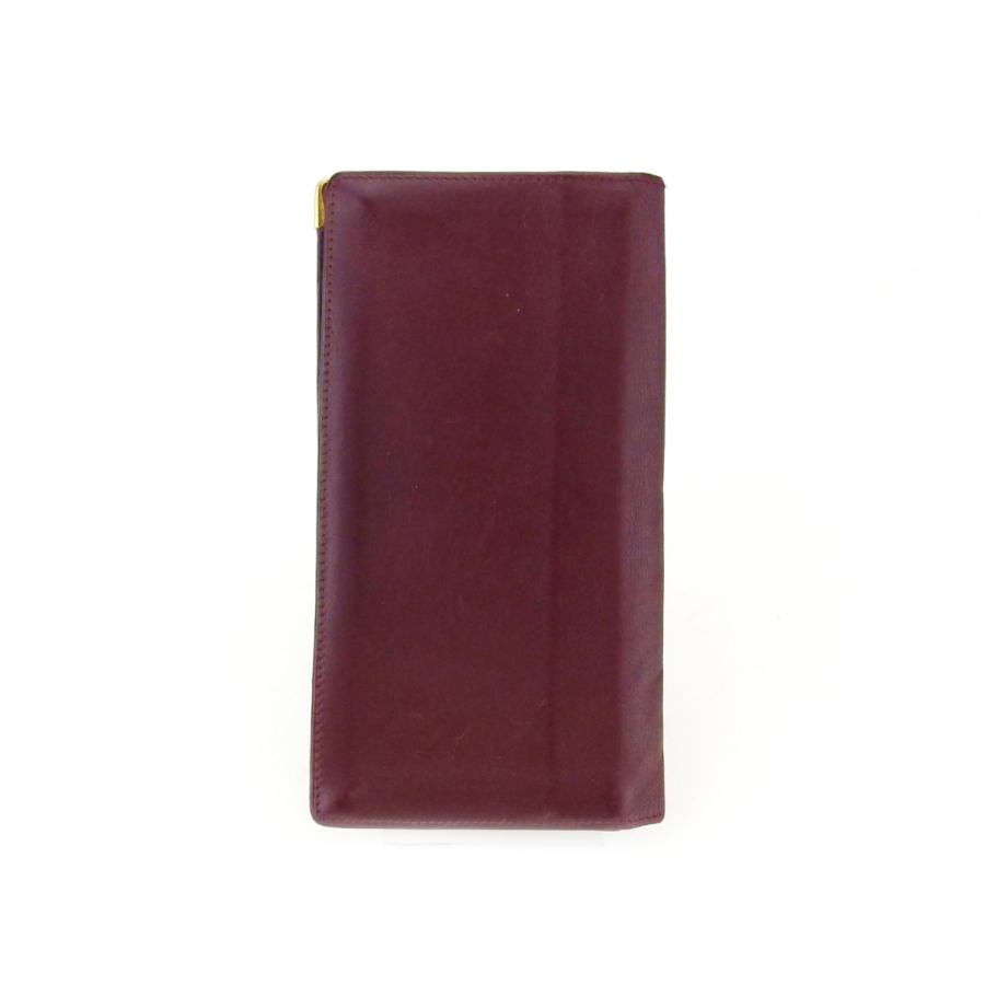 【週末タイムSALE★30％OFF】カルティエ 長札入れ 札入れ レディース メンズ マストライン ボルドー ゴールド 中古_1