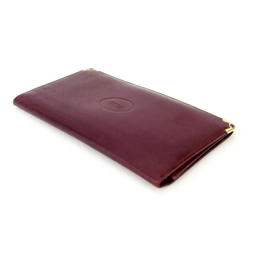 【週末タイムSALE★30％OFF】カルティエ 長札入れ 札入れ レディース メンズ マストライン ボルドー ゴールド 中古_3