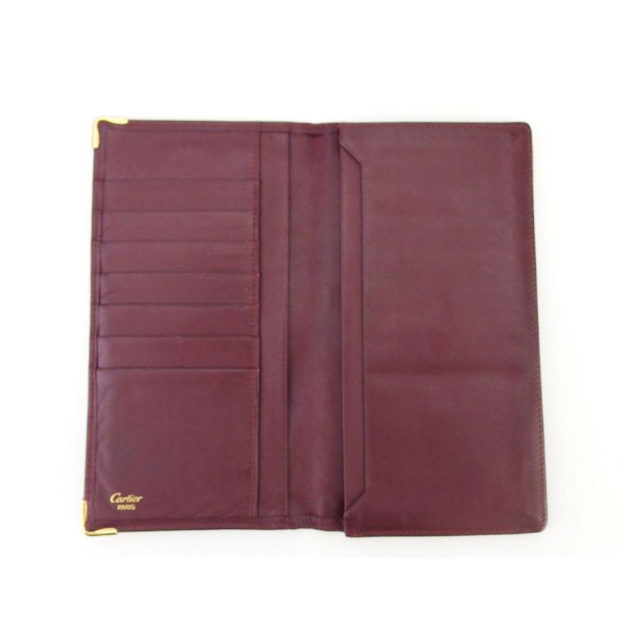 【週末タイムSALE★30％OFF】カルティエ 長札入れ 札入れ レディース メンズ マストライン ボルドー ゴールド 中古_4