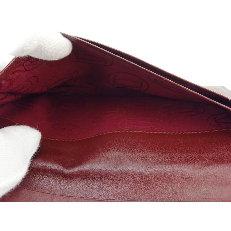 【週末タイムSALE★30％OFF】カルティエ 長札入れ 札入れ レディース メンズ マストライン ボルドー ゴールド 中古_6