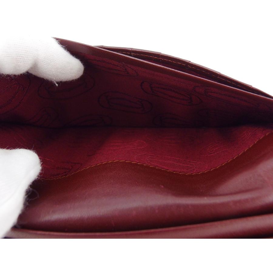 【週末タイムSALE★30％OFF】カルティエ 長札入れ 札入れ レディース メンズ マストライン ボルドー ゴールド 中古_7